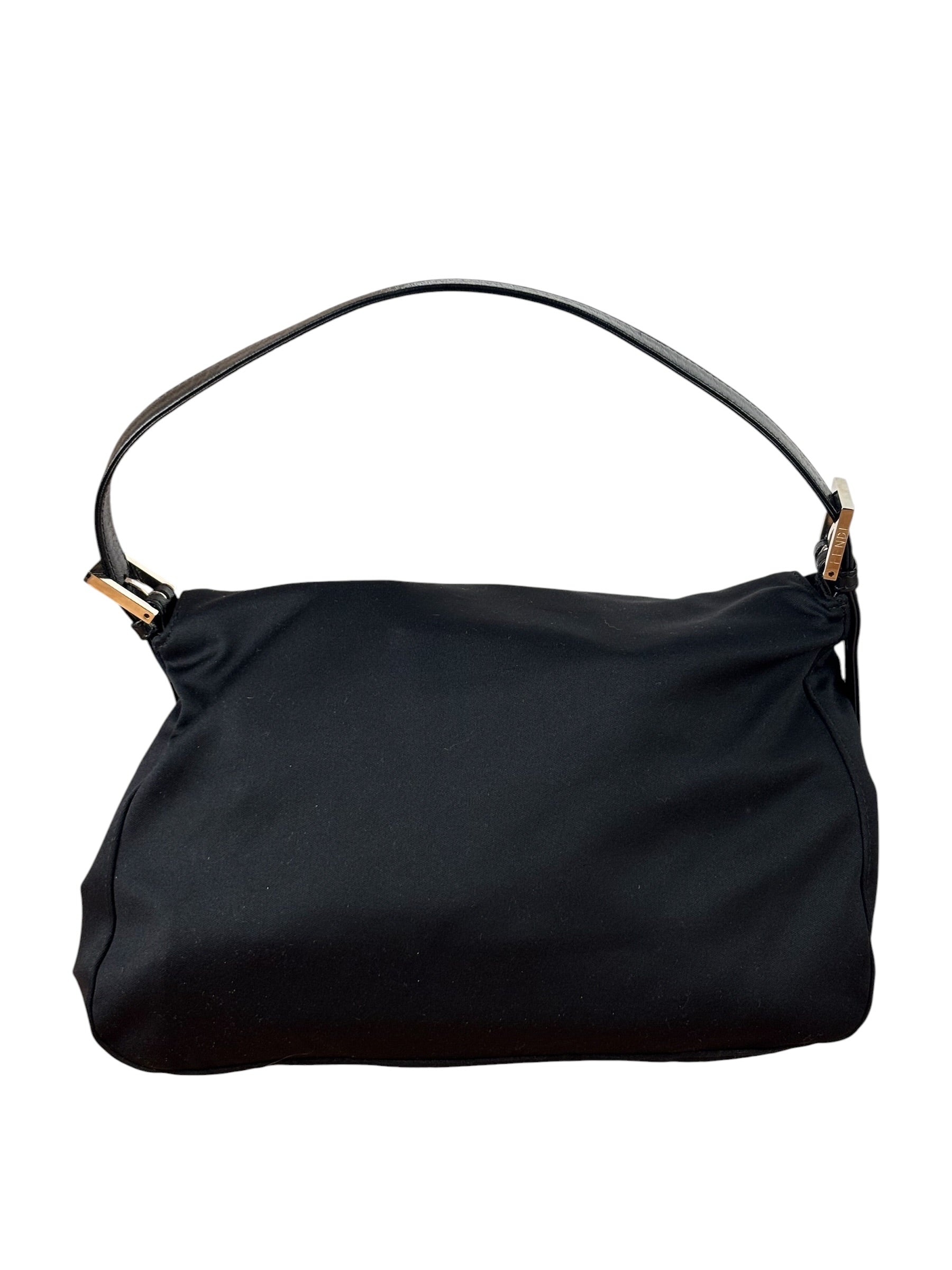 Fendi Black Leather Trim Mamma Baguette