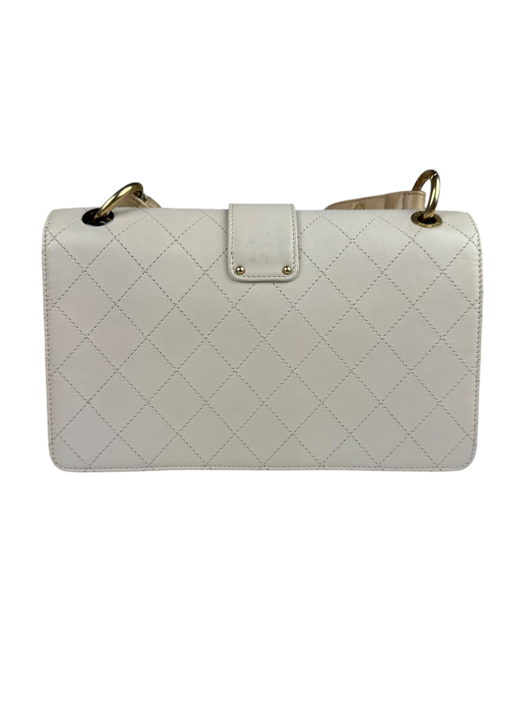 Chanel Cream Quilted Leather Flap Bag 2018