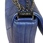 Chanel Blue Metallic Calf-Skin Chain Flap Bag 2014