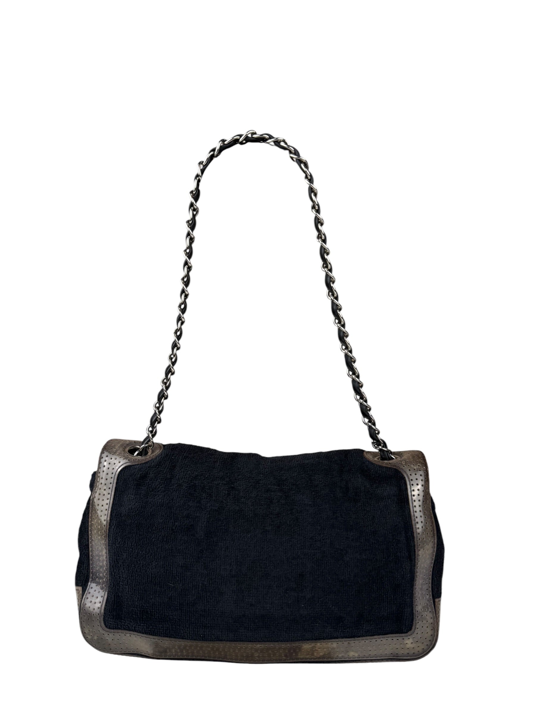 Chanel Sport Line Terrycloth Black Flap Bag 2008