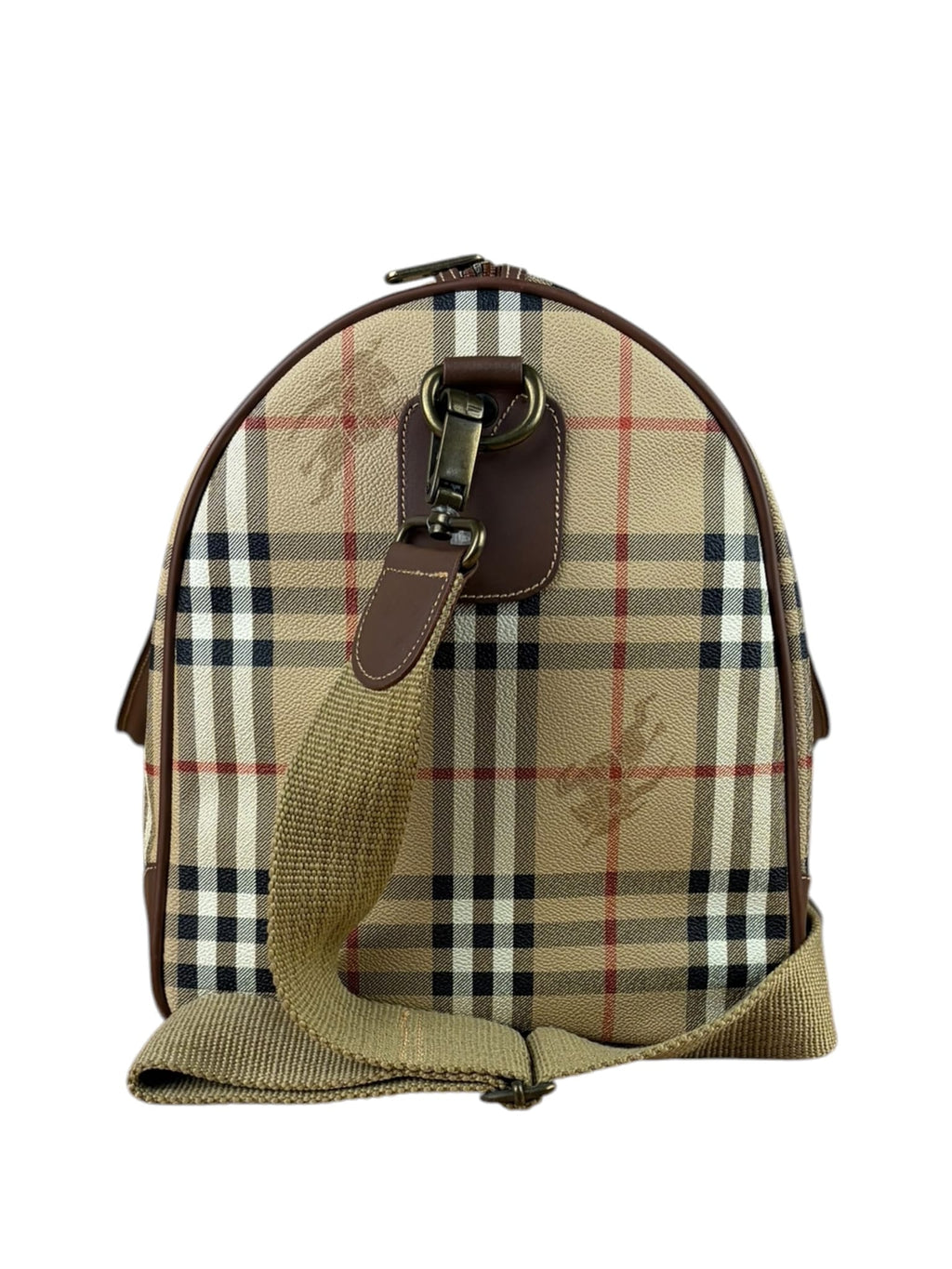 Burberry Beige/Brown Leather Haymarket House Check Boston Two-Way Bag