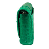 Balenciaga Green Crocodile Embossed Hourglass Wallet On Chain