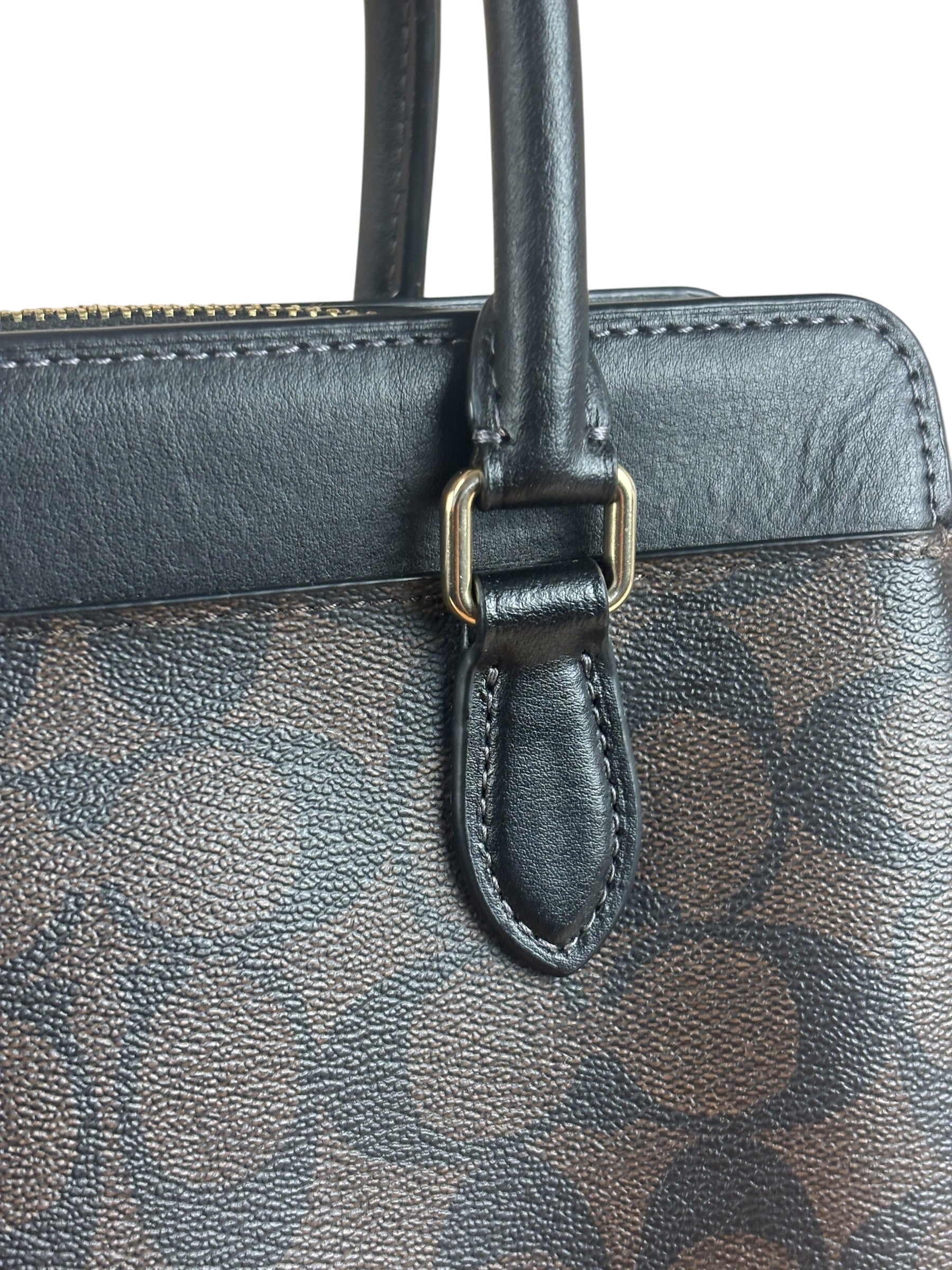 Coach Brown/Black Canvas Mini Darcie Carryall Two-Way Bag