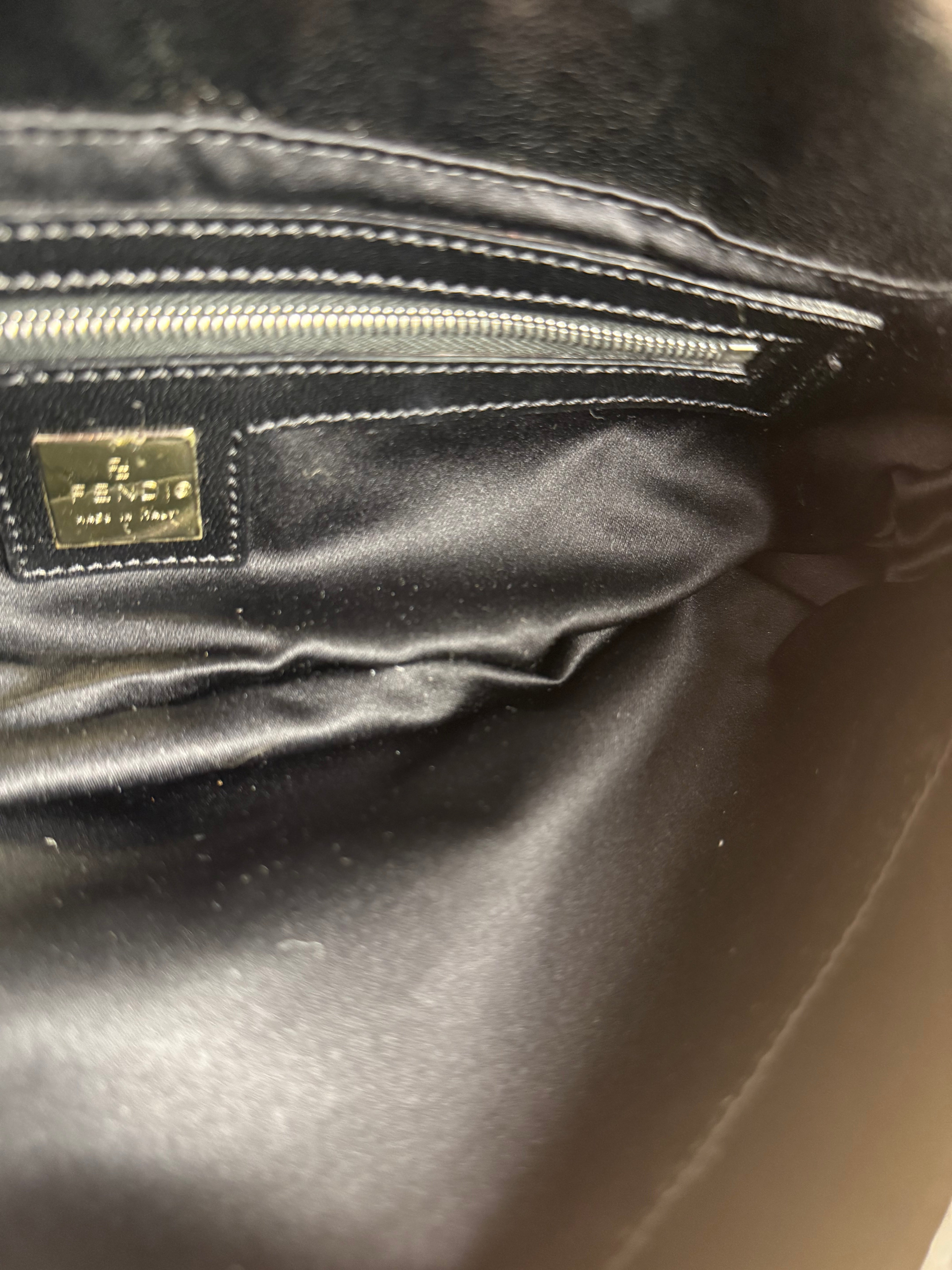 Fendi Vintage Black Sequin Baguette Shoulder Bag