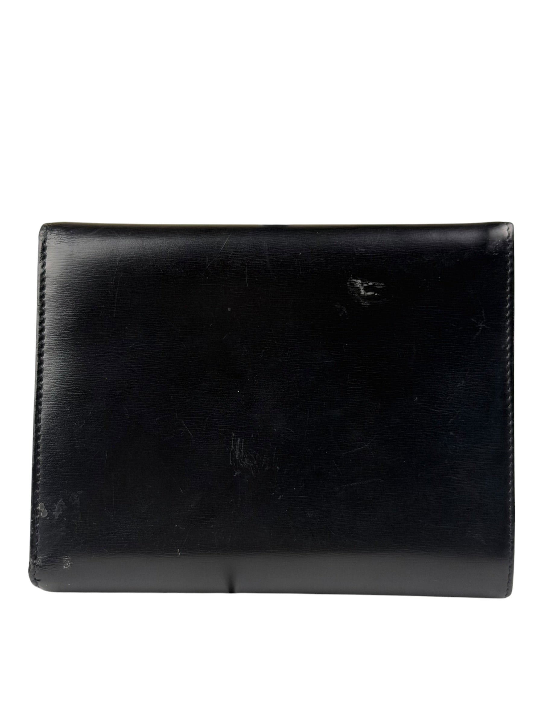 Cartier Black Leather Panther C Tri-Fold Wallet