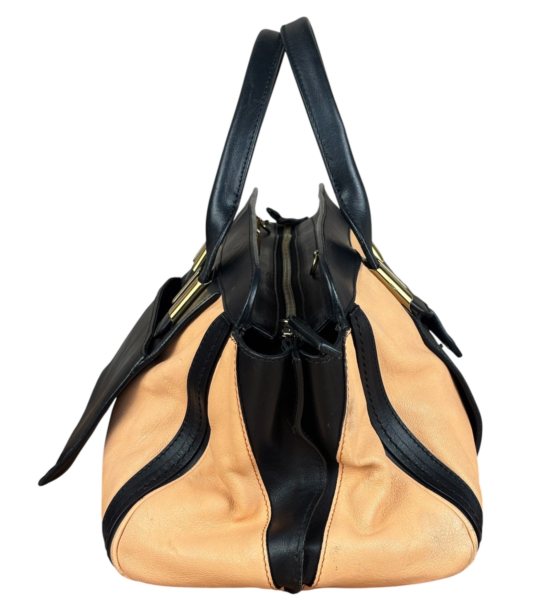 Chloe Nude Pink/Black Alice Satchel Shoulder Bag