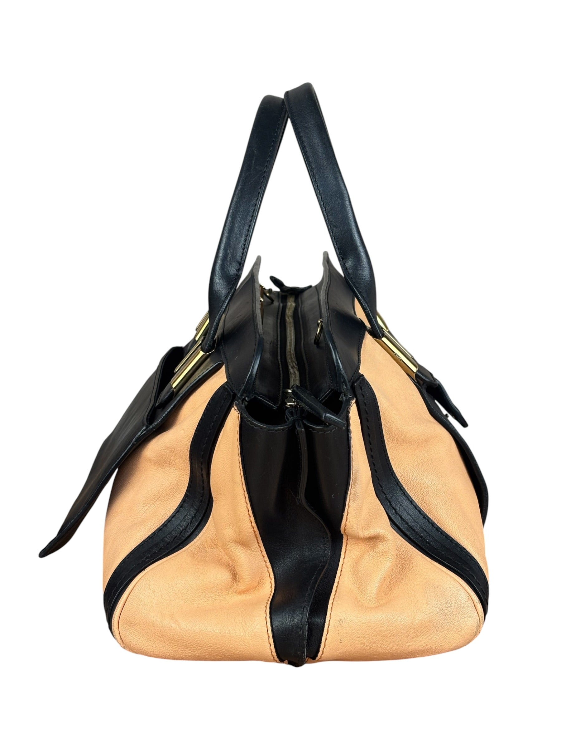 Chloe Nude Pink/Black Alice Satchel Shoulder Bag