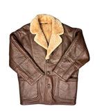 Vintage Leather Fur Lined Long Coat