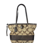 Coach Brown Leather Trim Signature Canvas Tote Bag