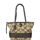 Coach Brown Leather Trim Signature Canvas Tote Bag