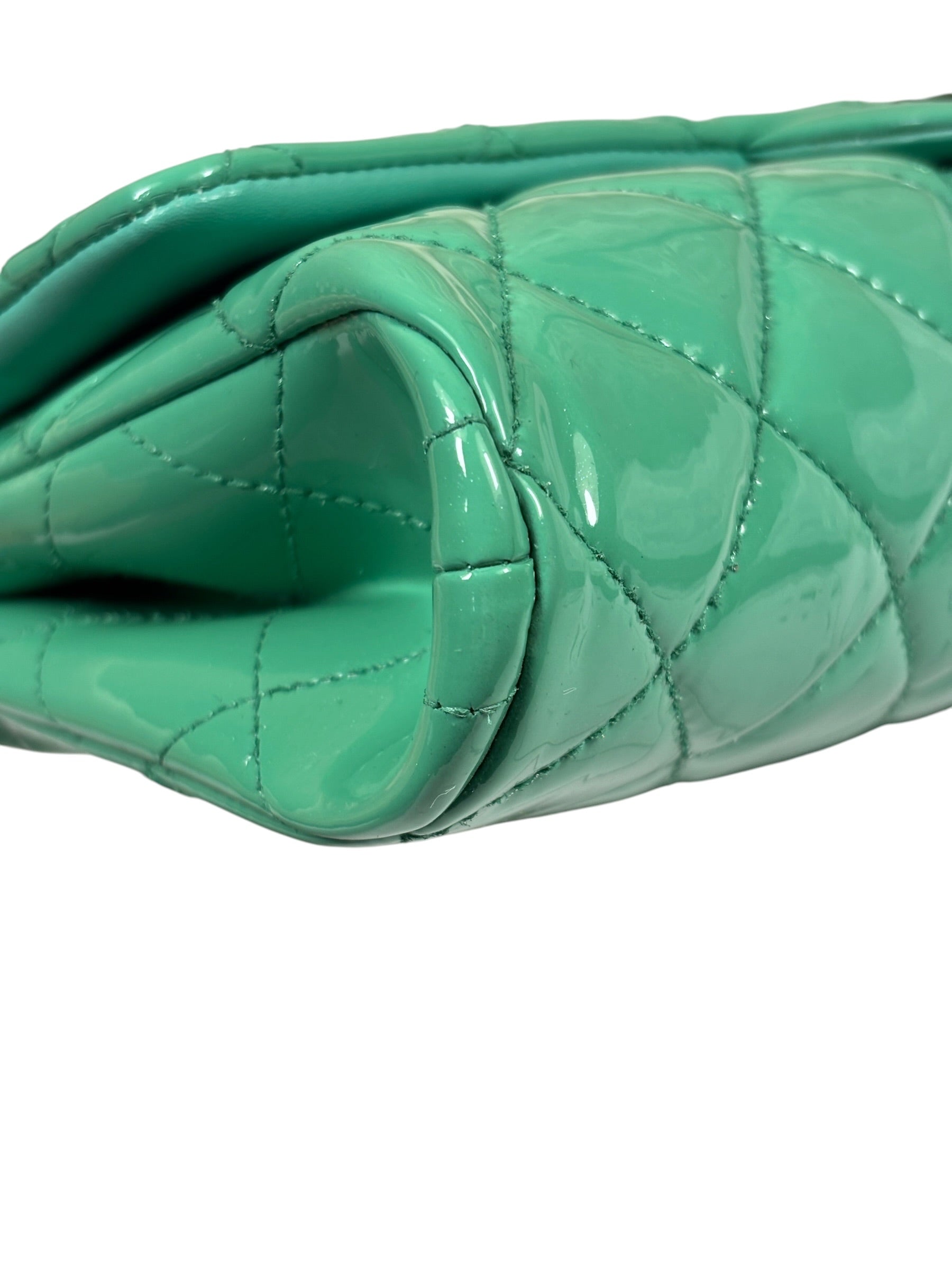 Chanel Green Quilted Patent Leather Flap Bag 2012
