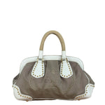 Prada Beige Vitello Trimmed Canapa Bag