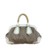 Prada Beige Vitello Trimmed Canapa Bag