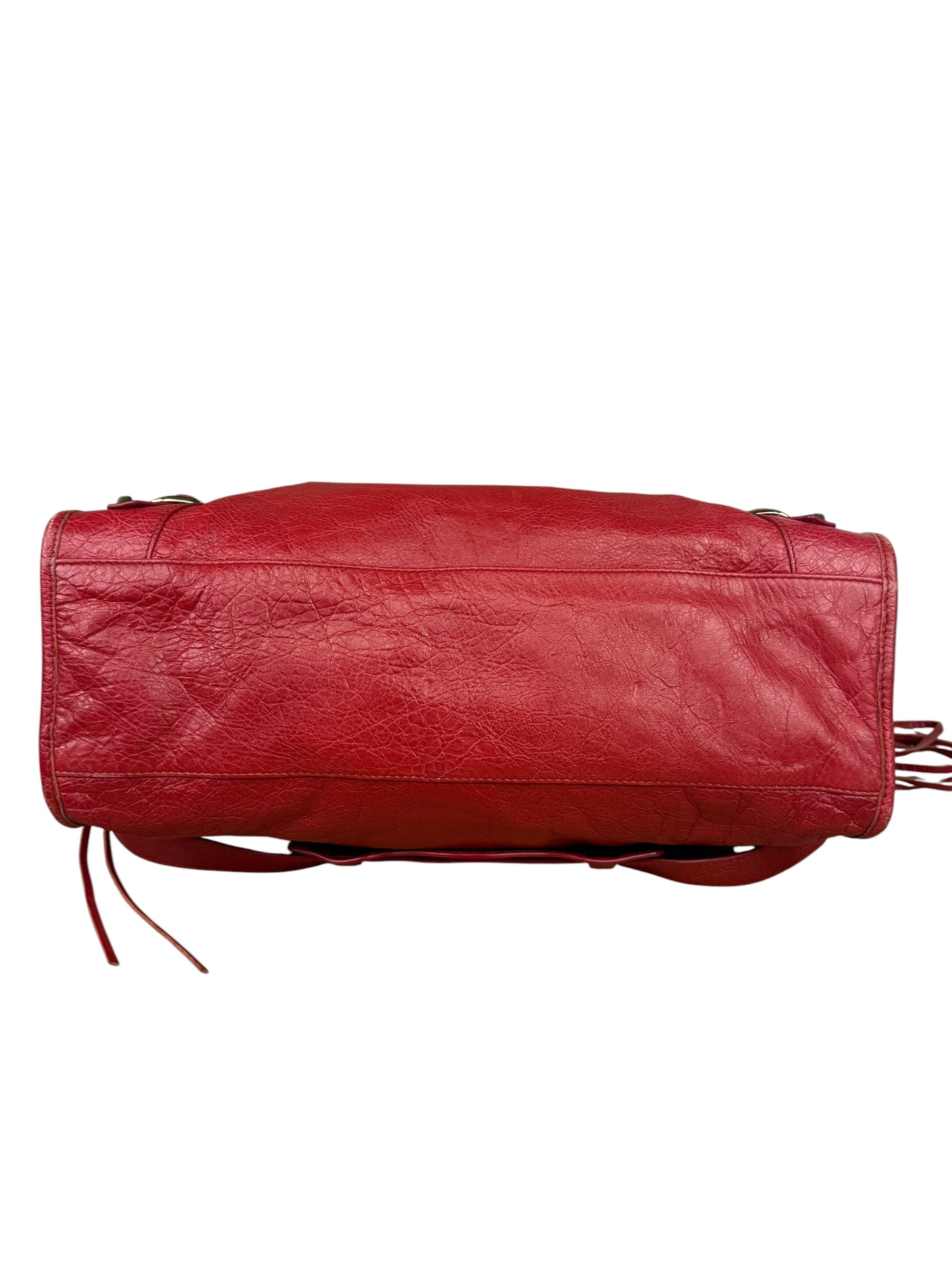 Balenciaga Red Leather Moto City Shoulder Bag Medium