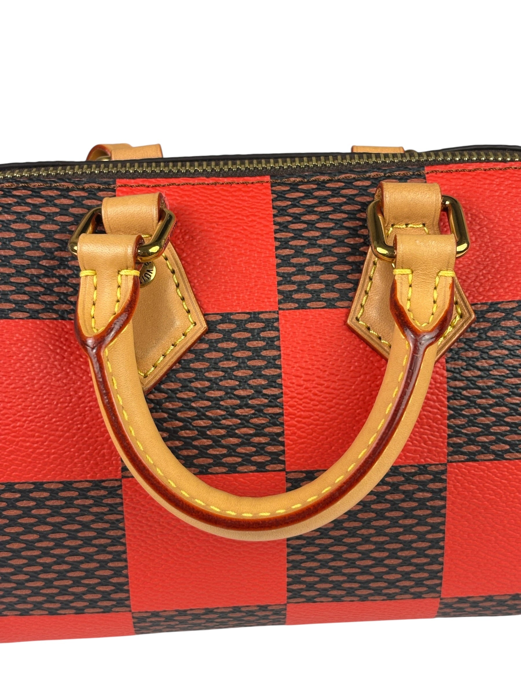 Louis Vuitton Red Pop Damier Nano Speedy Bandouliere Two-Way Bag