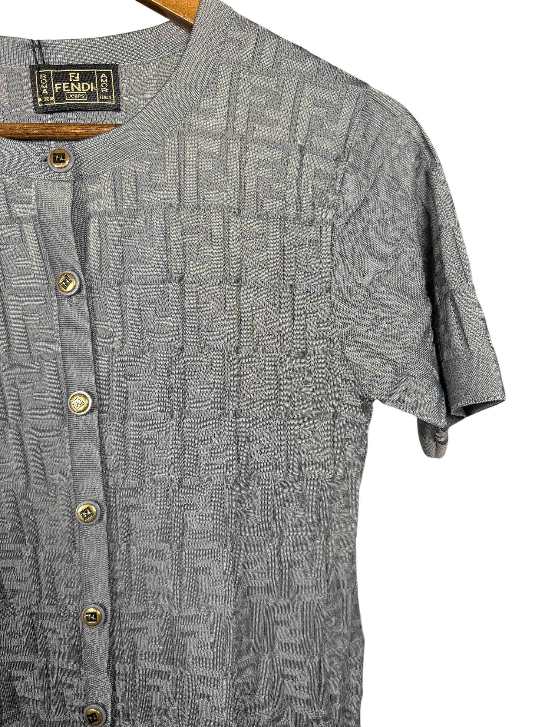 Fendi FF Grey Button Up Short Sleeve