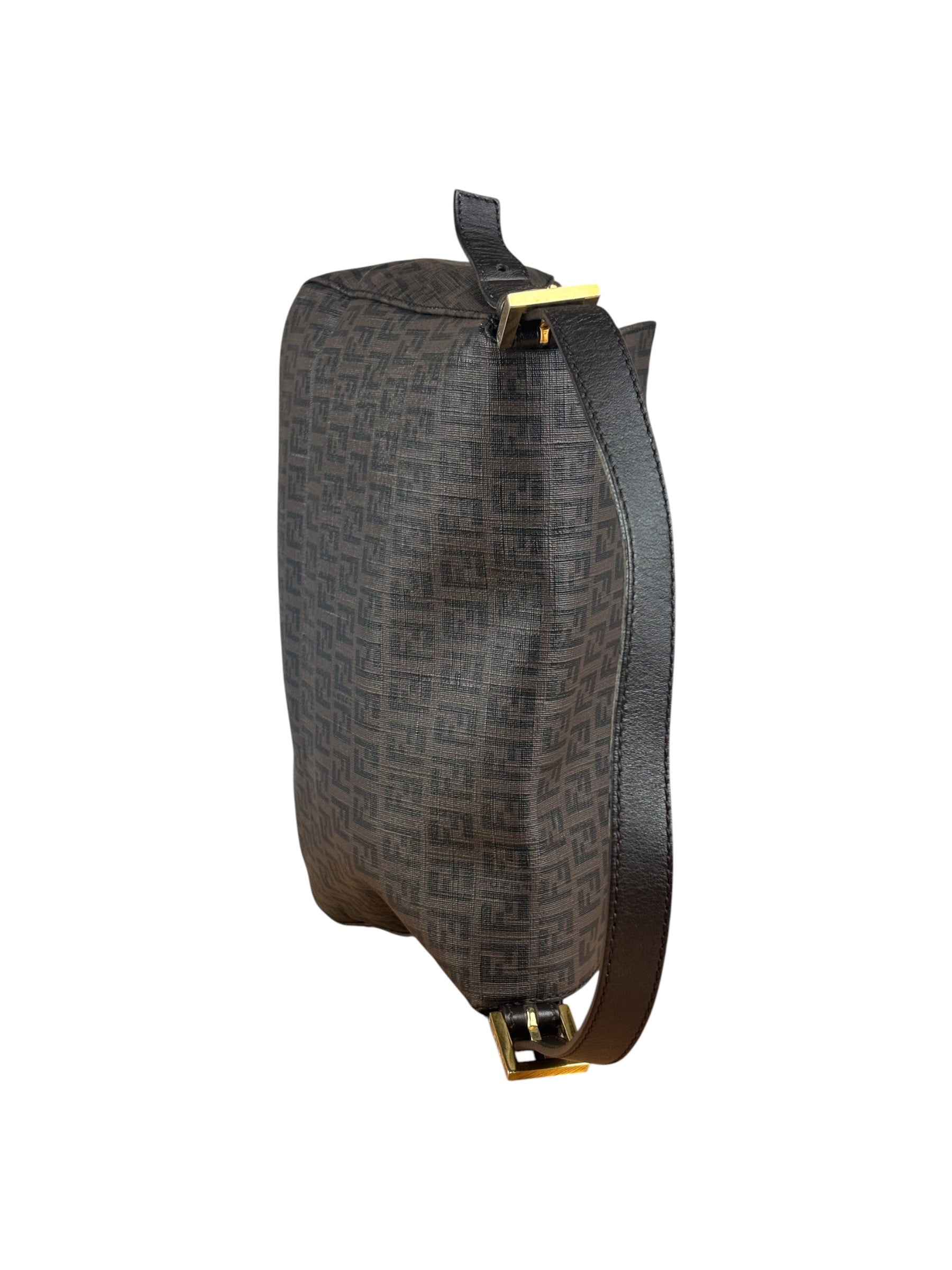 Fendi Brown Leather Zucca Mamma Baguette