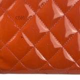 Chanel Peach Patent Quilted Compact Zip Wallet 2011