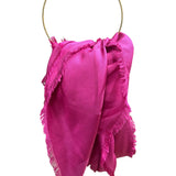 Valentino Magenta Garavani Monogram Jacquard Fringe Scarf Shawl