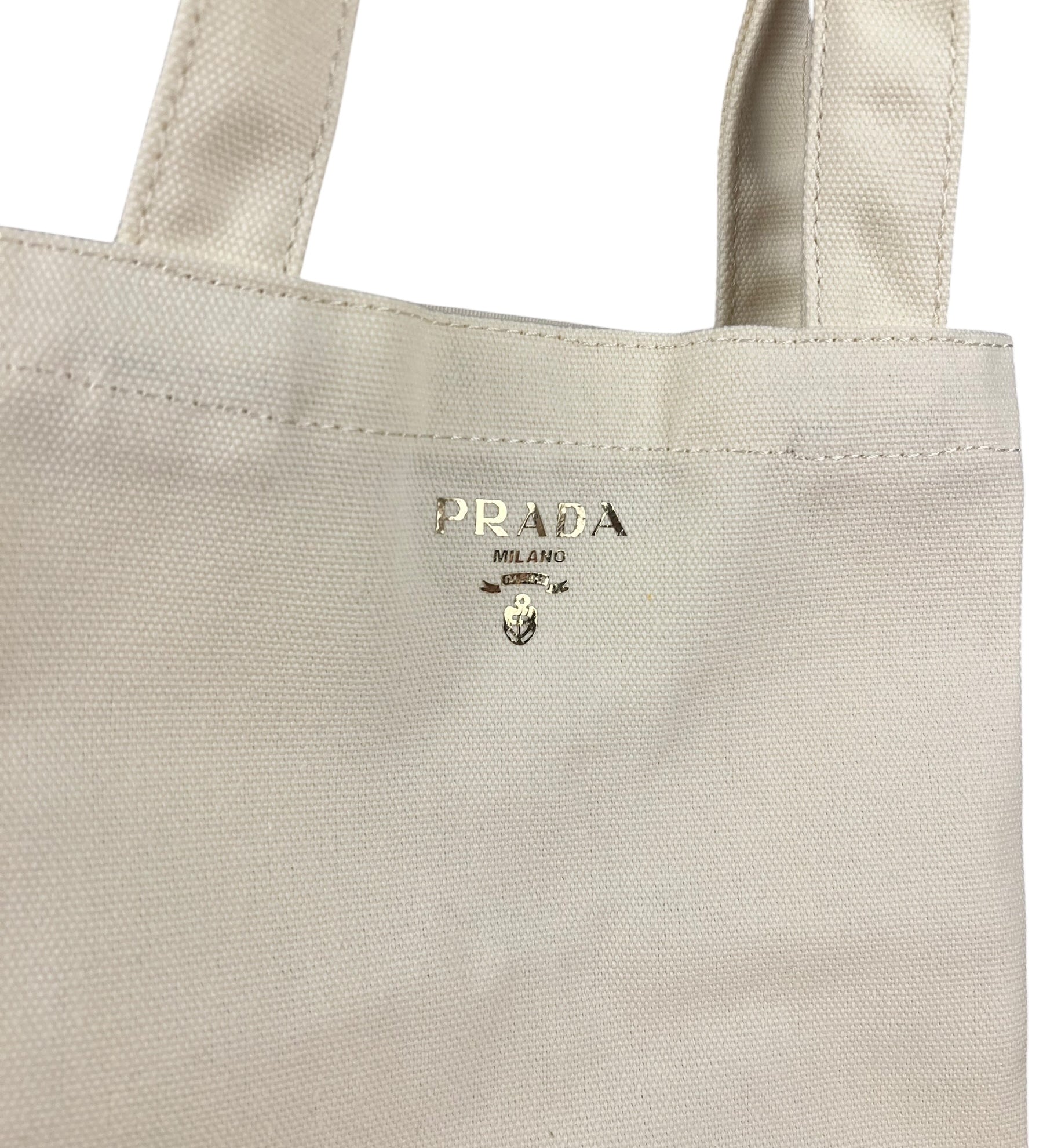 Prada Beauty White Canvas Mini Tote