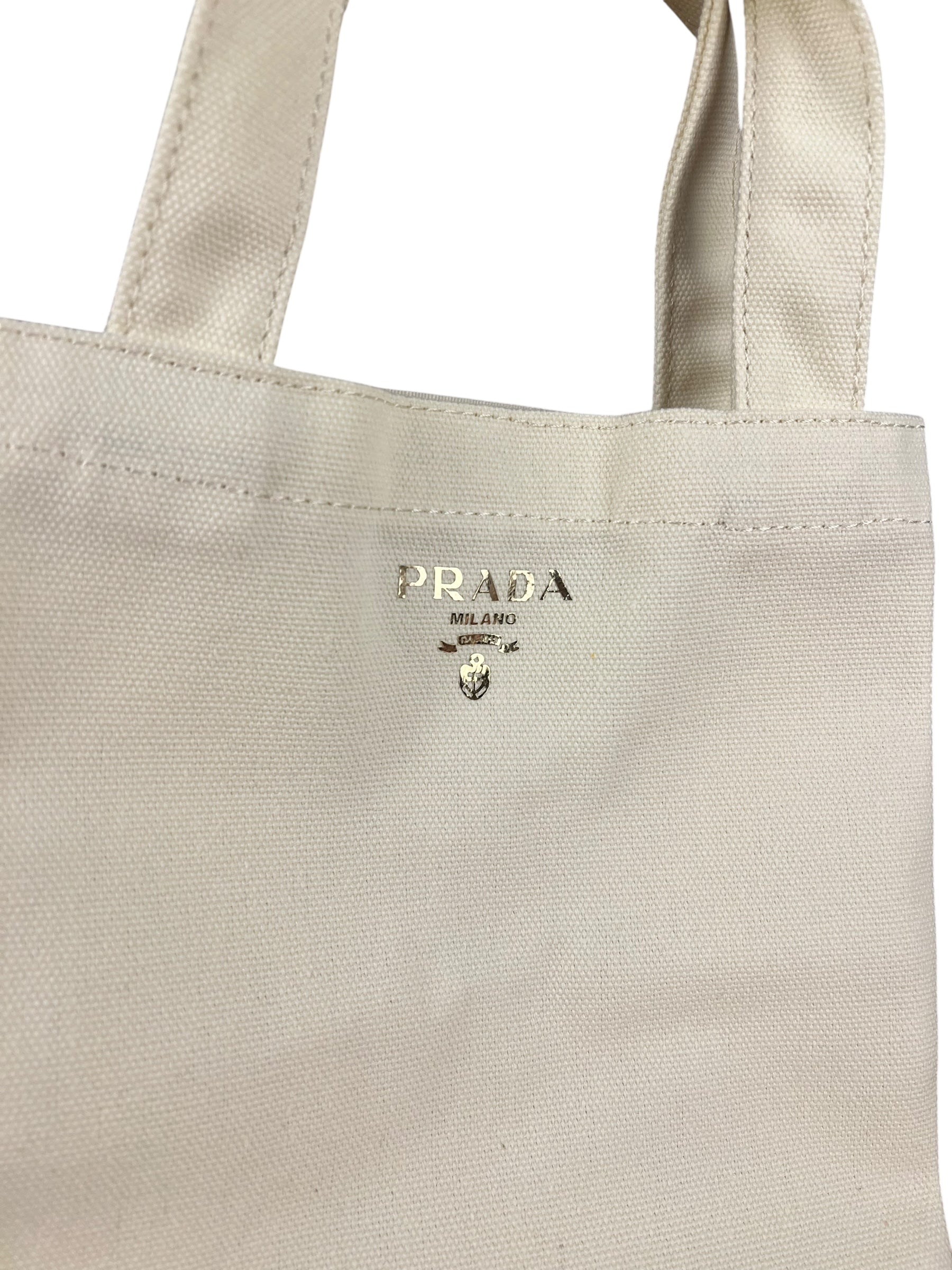 Prada Beauty White Canvas Mini Tote