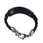 Gucci Black Braided Leather Horsebit Bracelet