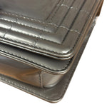 Chanel Gray Patent Leather Boy Flap Shoulder Bag