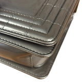 Chanel Gray Patent Leather Boy Flap Shoulder Bag