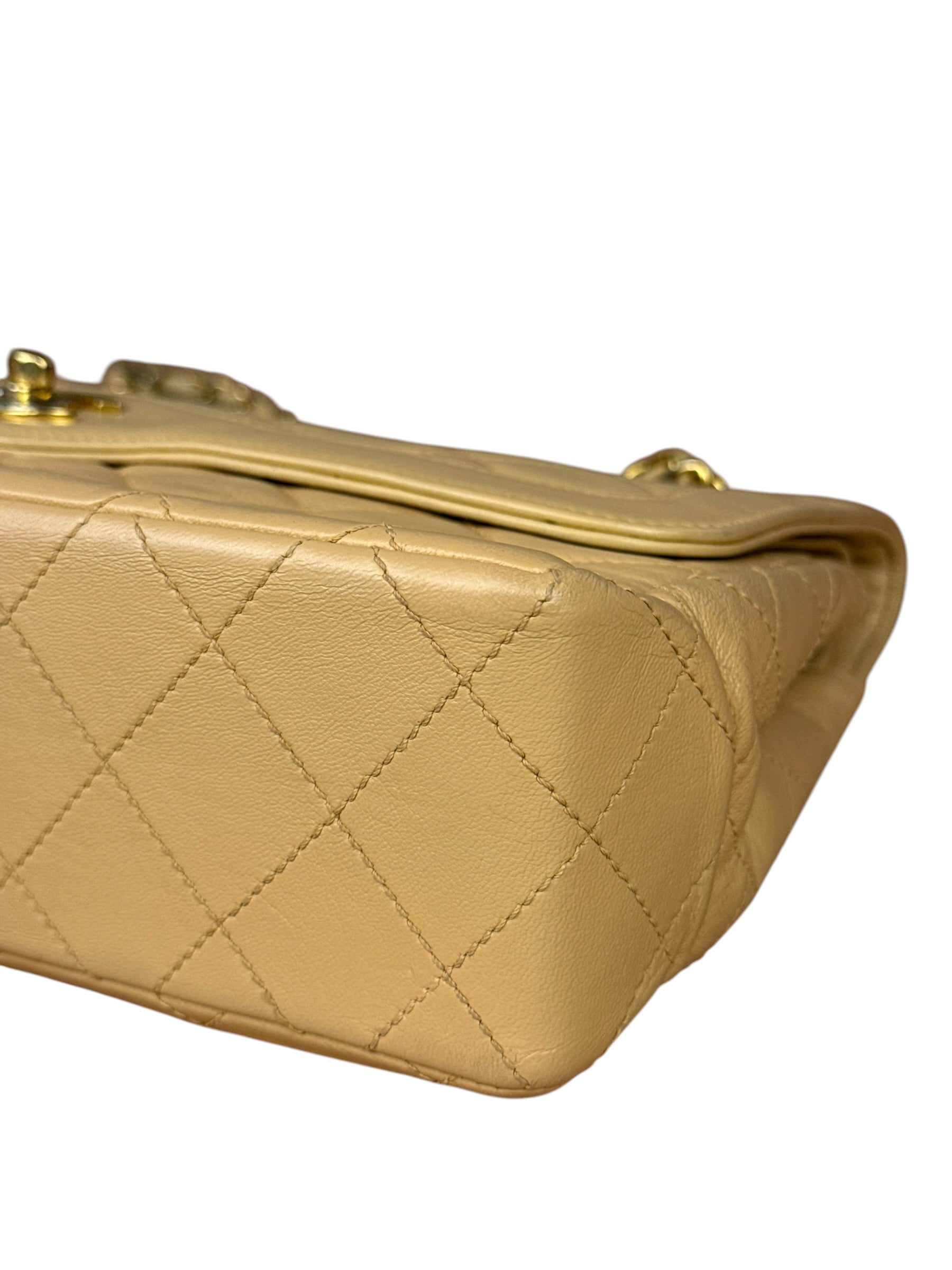 Chanel Beige Quilted Leather Two-Toned Double Flap Bag '94-'96