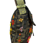 Fendi Vintage Zucca Beaded Lizard Trimmed Baguette