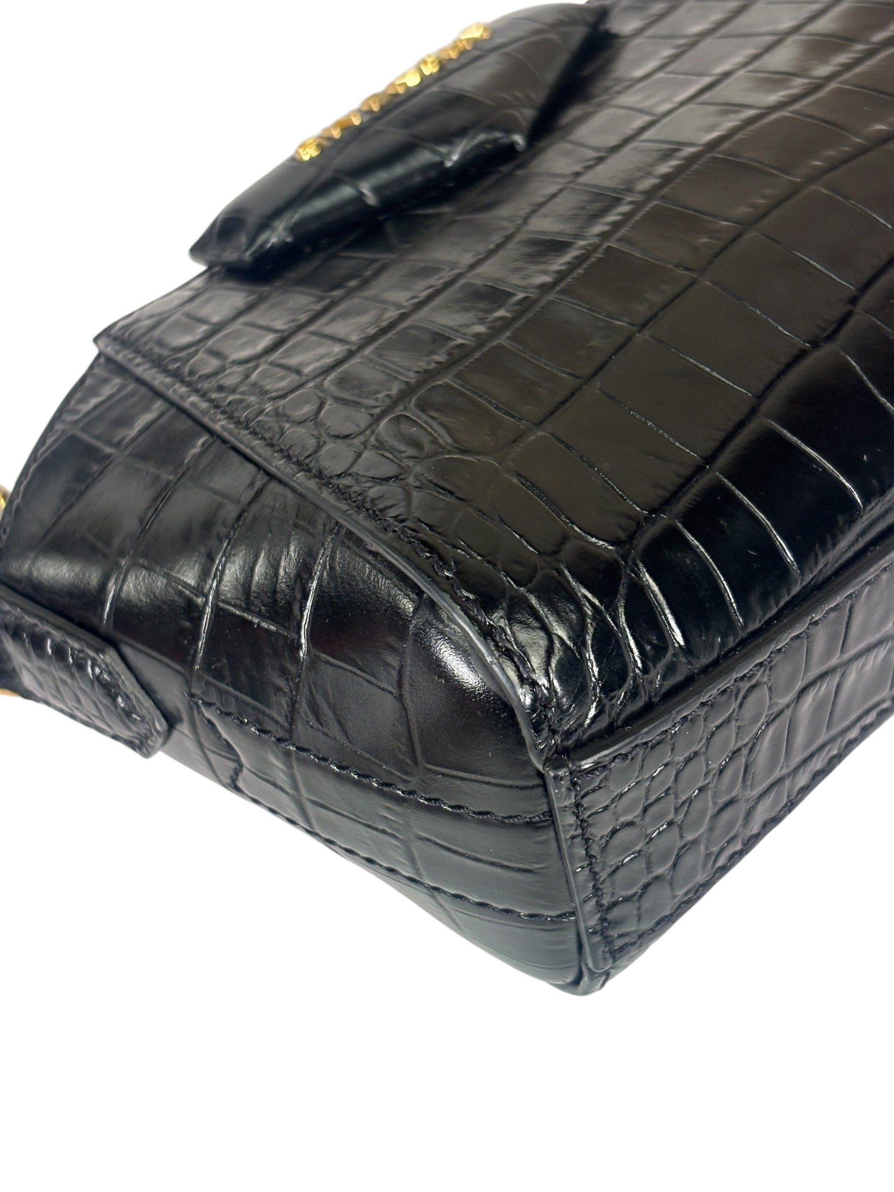 Givenchy Black Crocodile Embossed Leather Nano Antigona Crossbody Bag