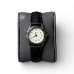 Alba Styla White Dial Black Leather Strao