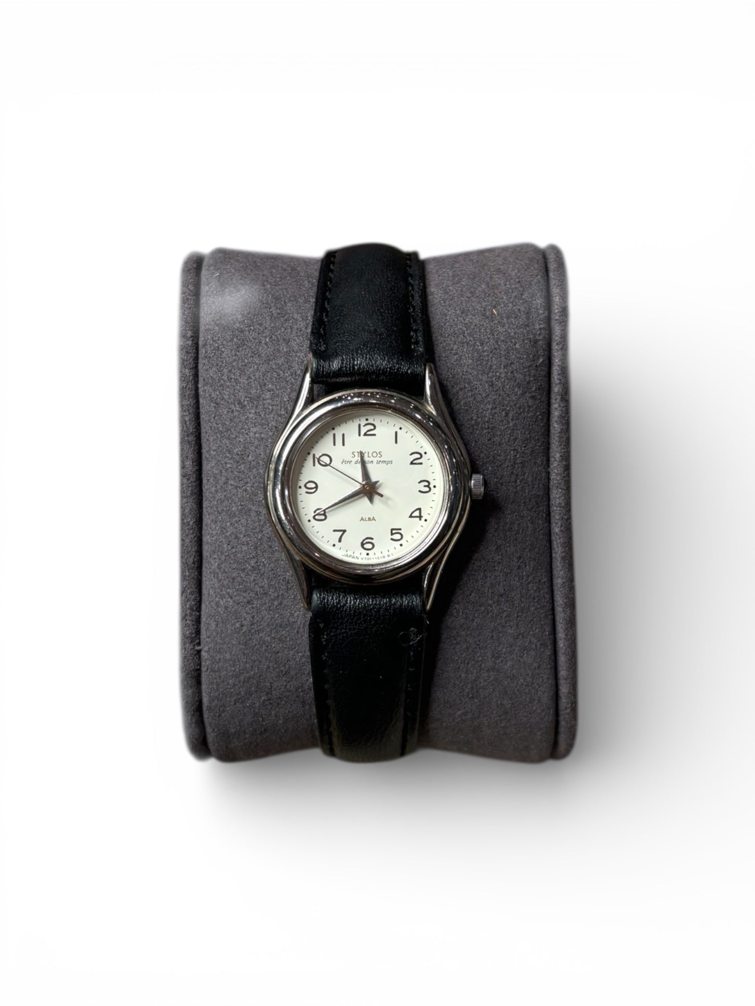 Alba Styla White Dial Black Leather Strao