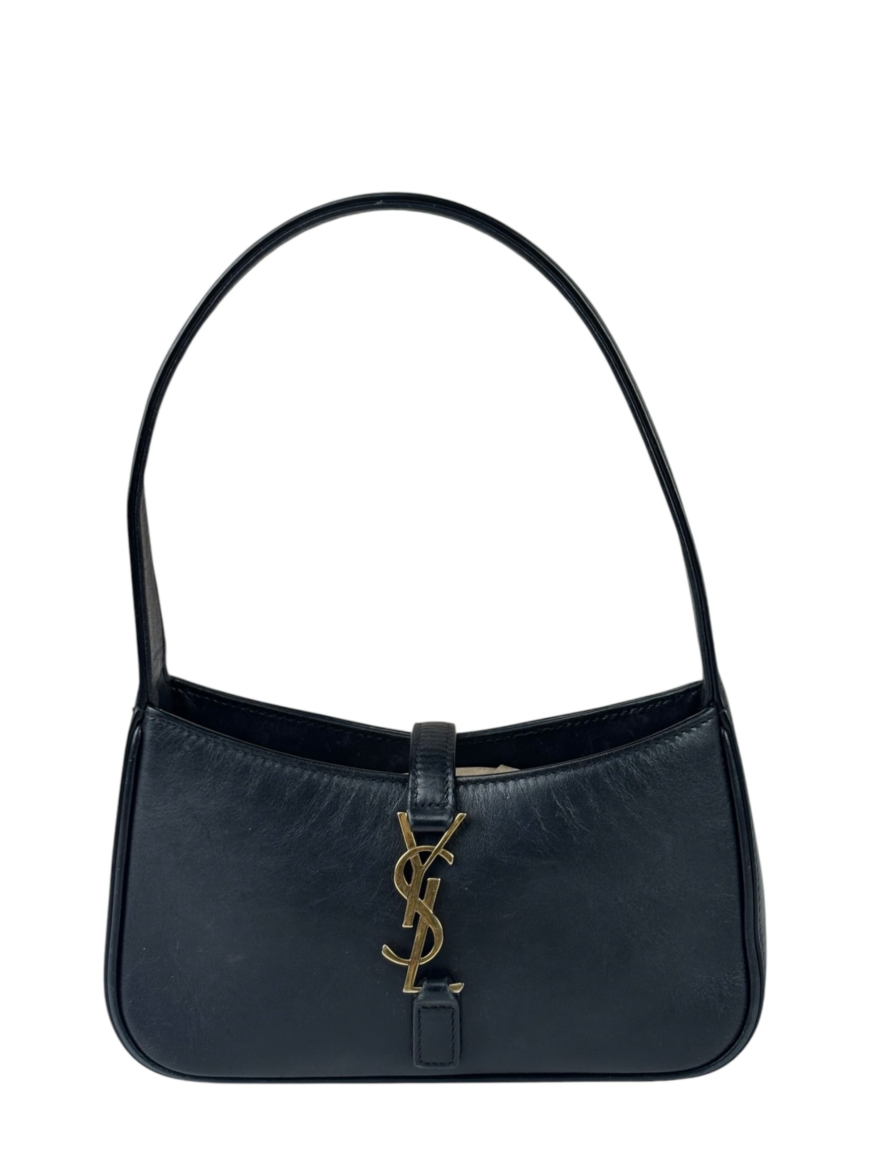 Yves Saint Laurent Black Leather Mini Le 5 À 7 Hobo Bag