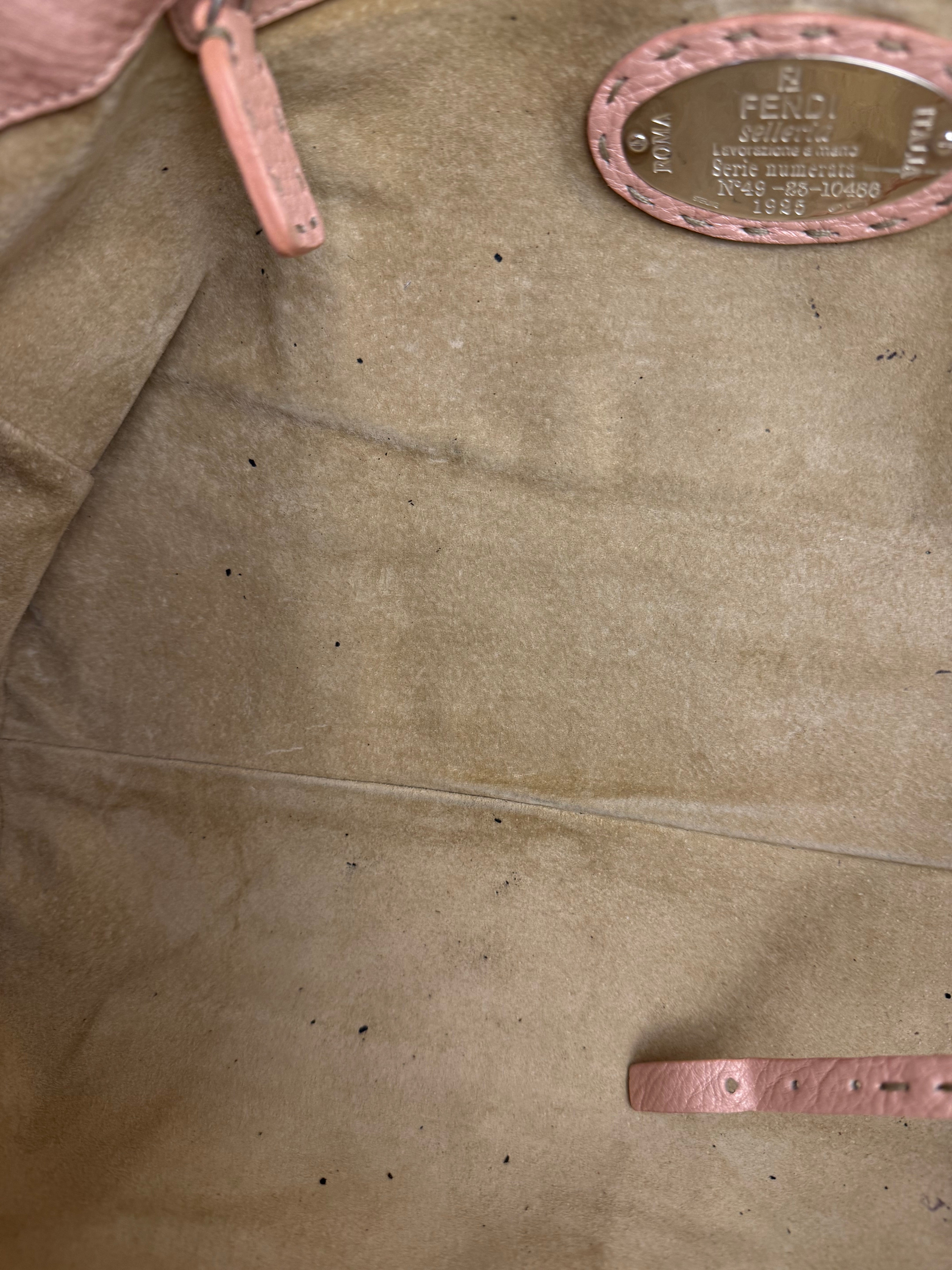 Fendi Light Pink Metallic Vintage Selleria Stitch Lina Handbag