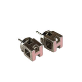 Hermes Silver Pink H Studded Earrings