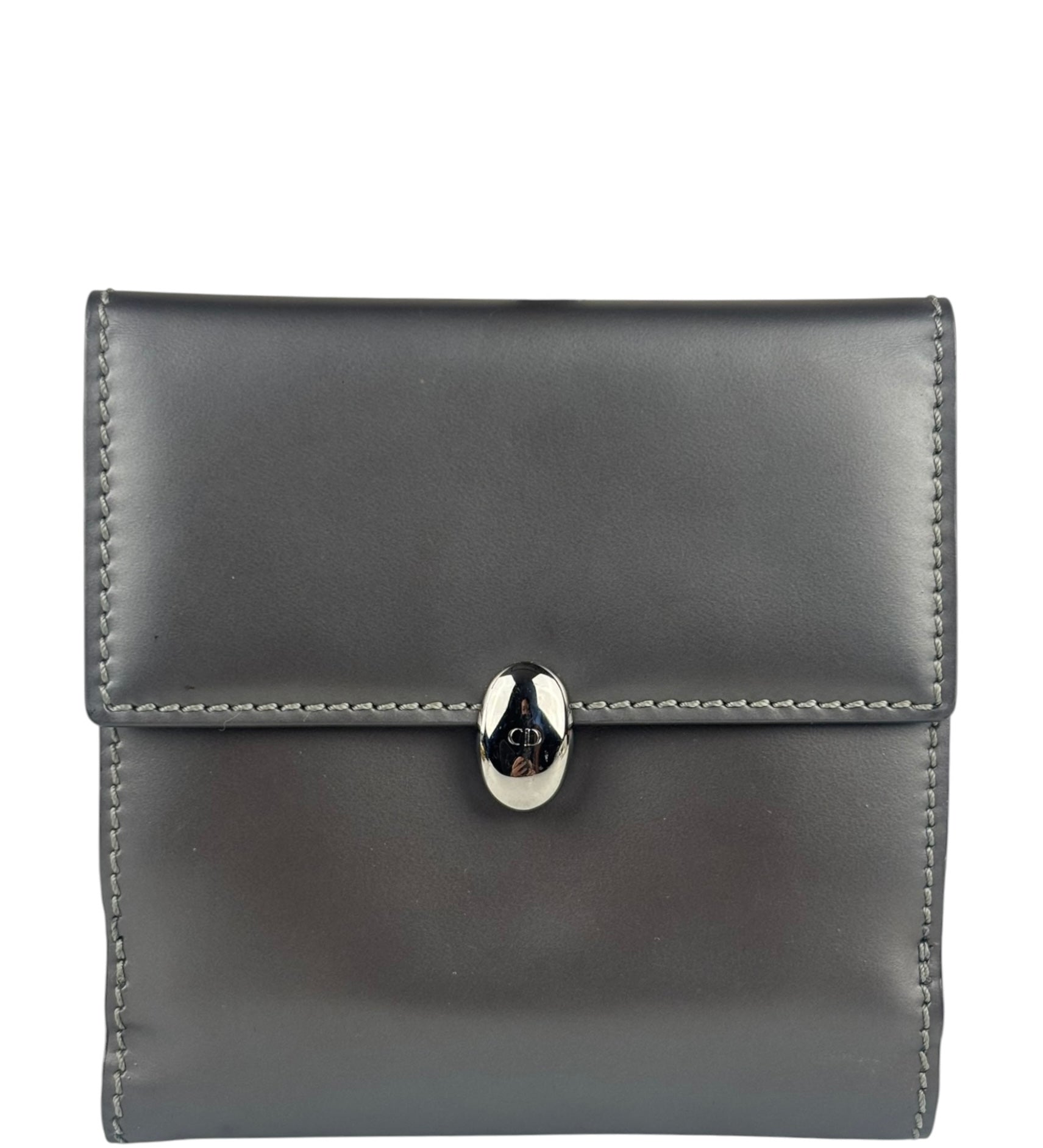 Christian Dior Vintage Patent Leather Gray Bi-Fold Wallet