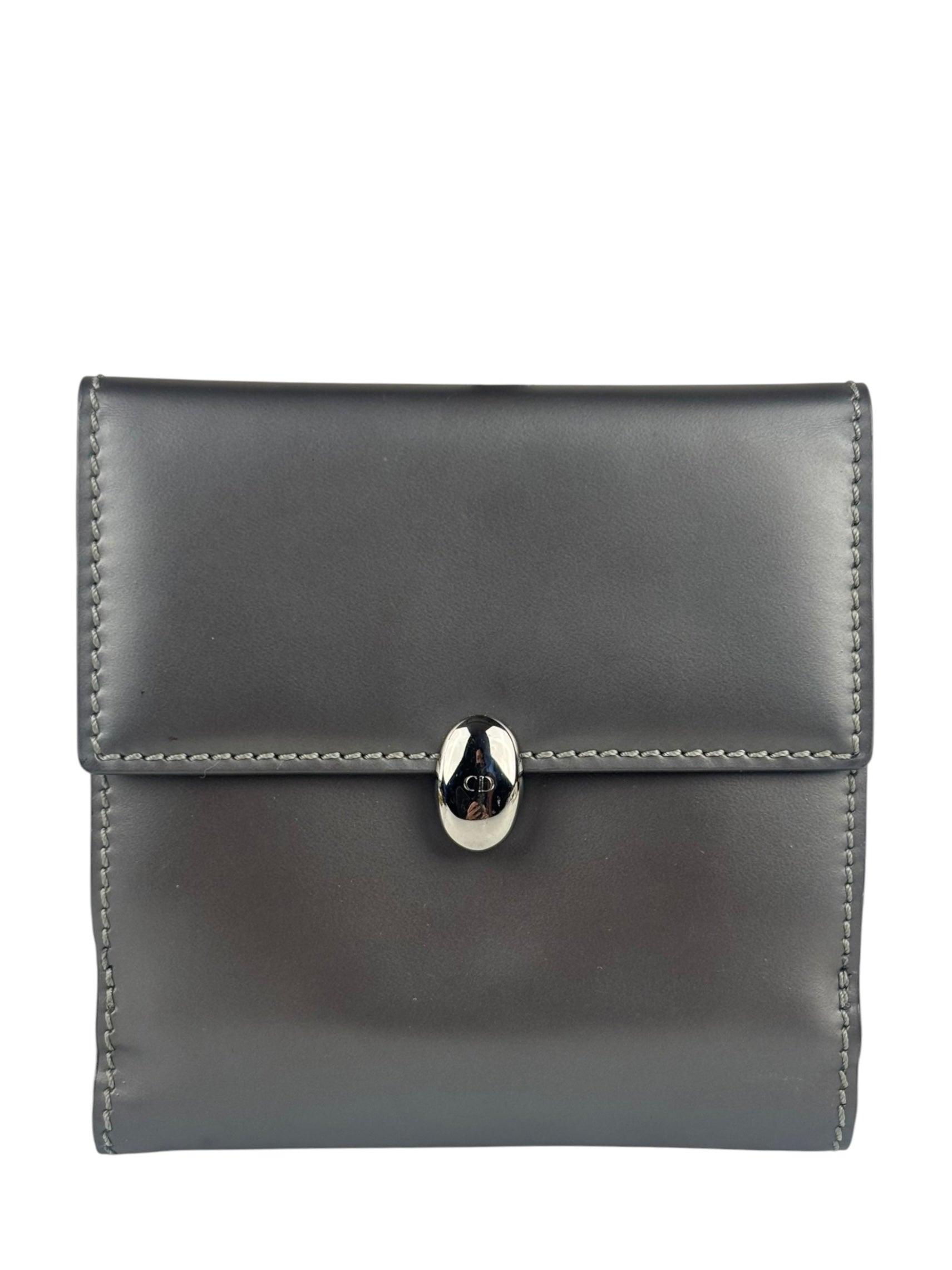 Christian Dior Vintage Patent Leather Gray Bi-Fold Wallet