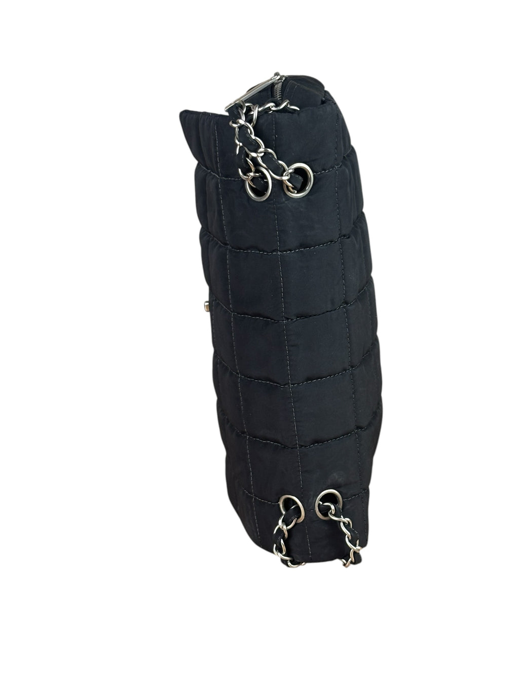 Chanel Black Nylon Chocolate Bar Flap Bag 2002