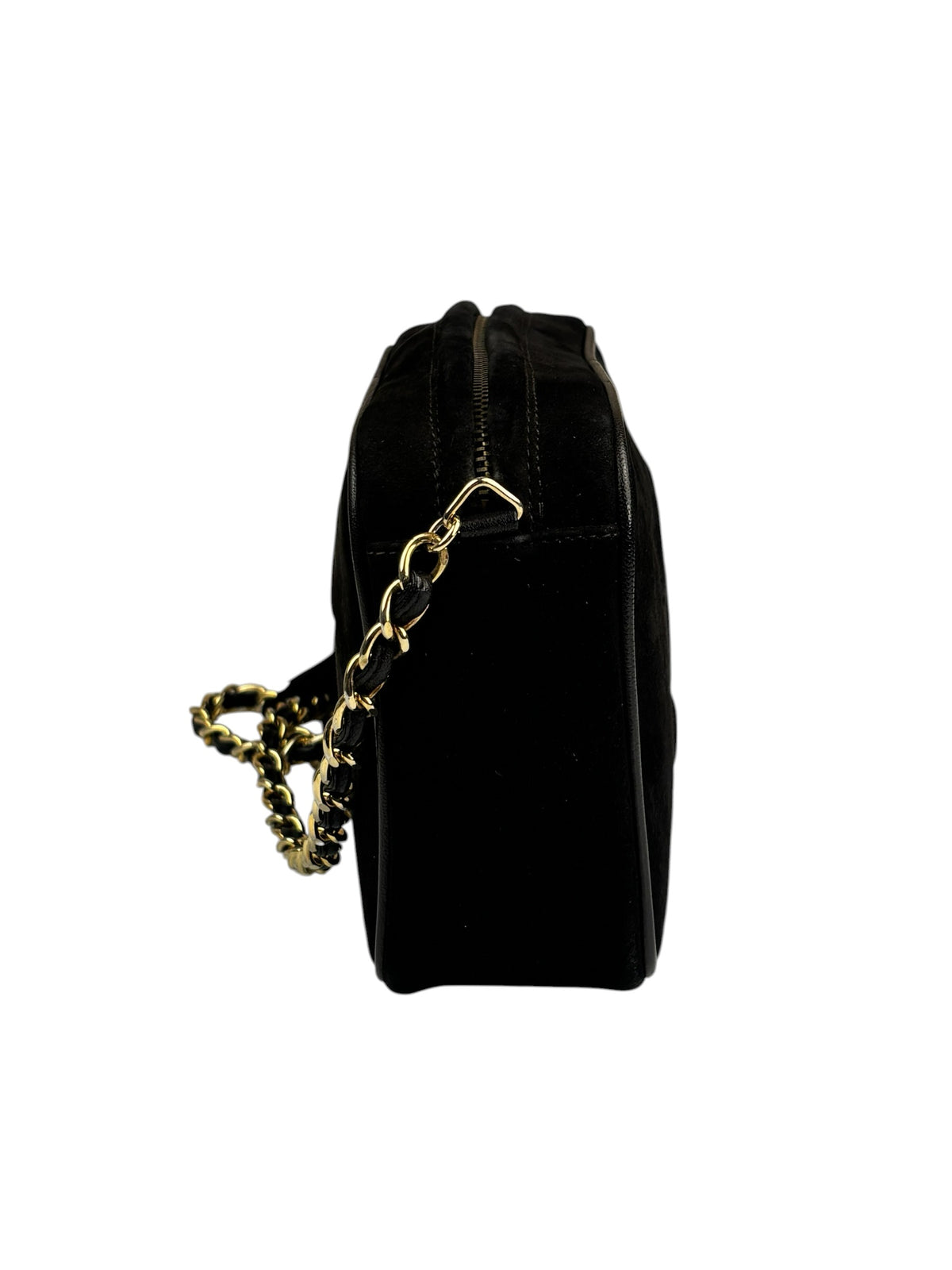 Chanel Vintage Black Suede CC Tassel Camera Bag 1989