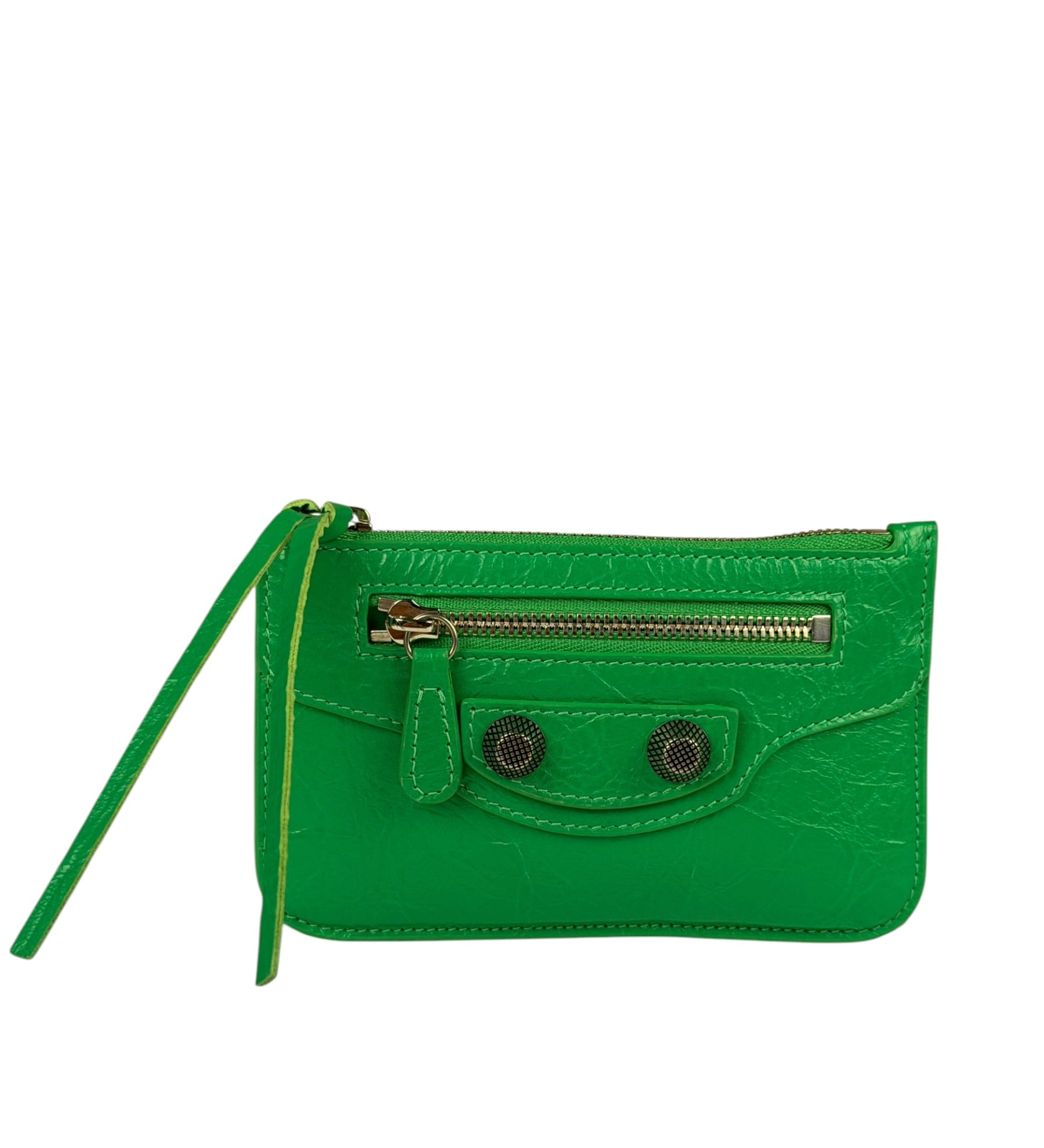 Balenciaga Green Leather Le Cagole Coin/Card Holder
