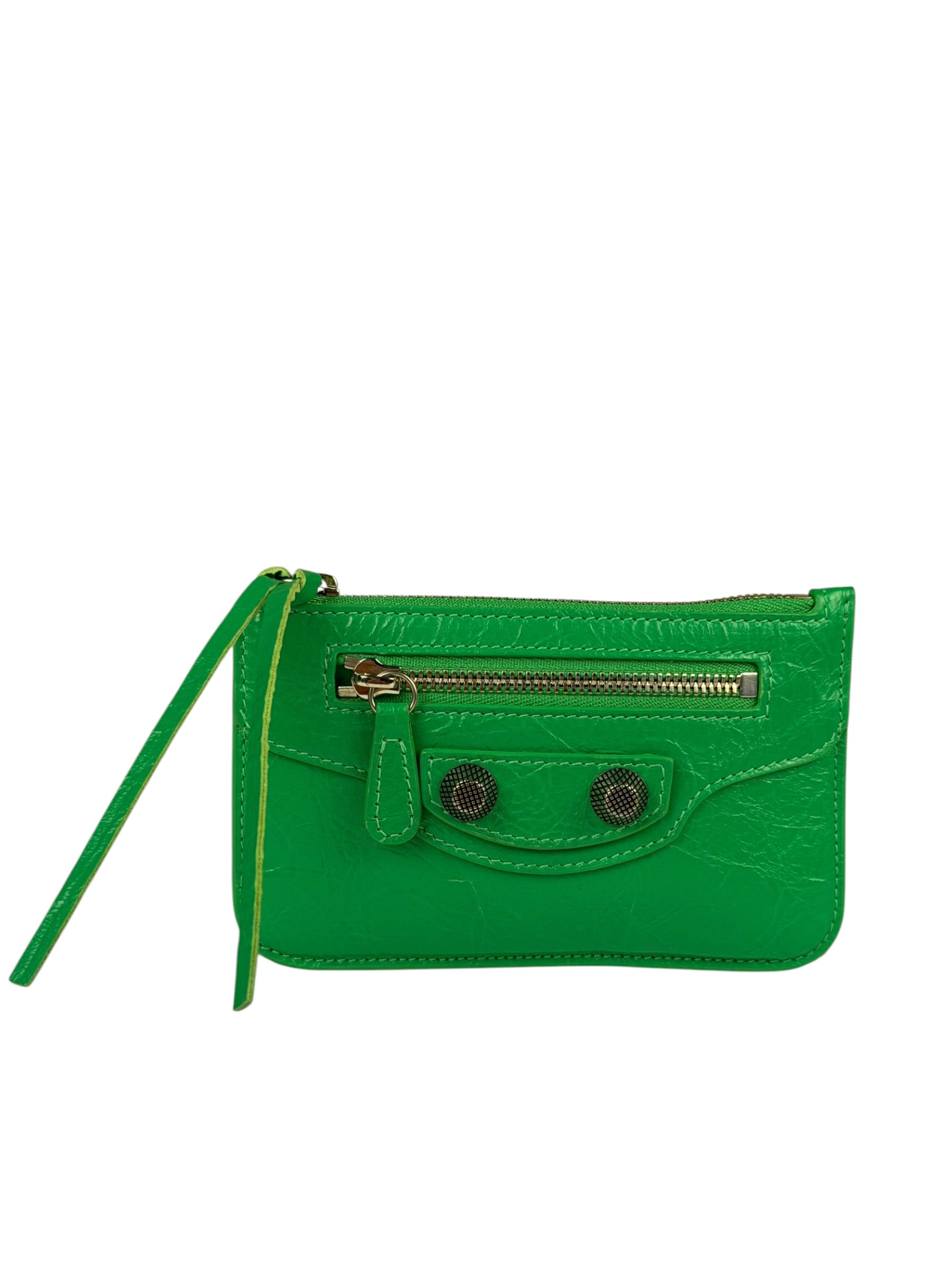 Balenciaga Green Leather Le Cagole Coin/Card Holder