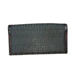 Fendi Vintage Leather Trim FF Zucca Long Wallet
