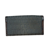 Fendi Vintage Leather Trim FF Zucca Long Wallet