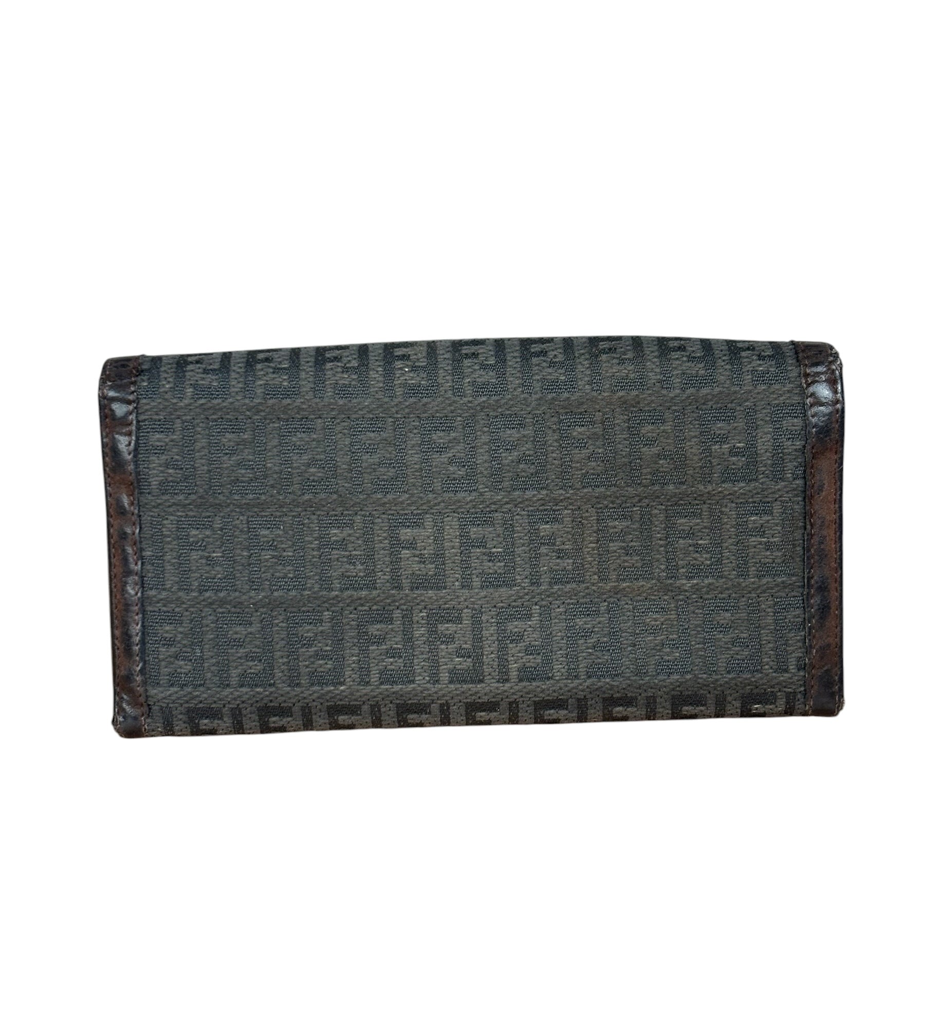 Fendi Vintage Leather Trim FF Zucca Long Wallet