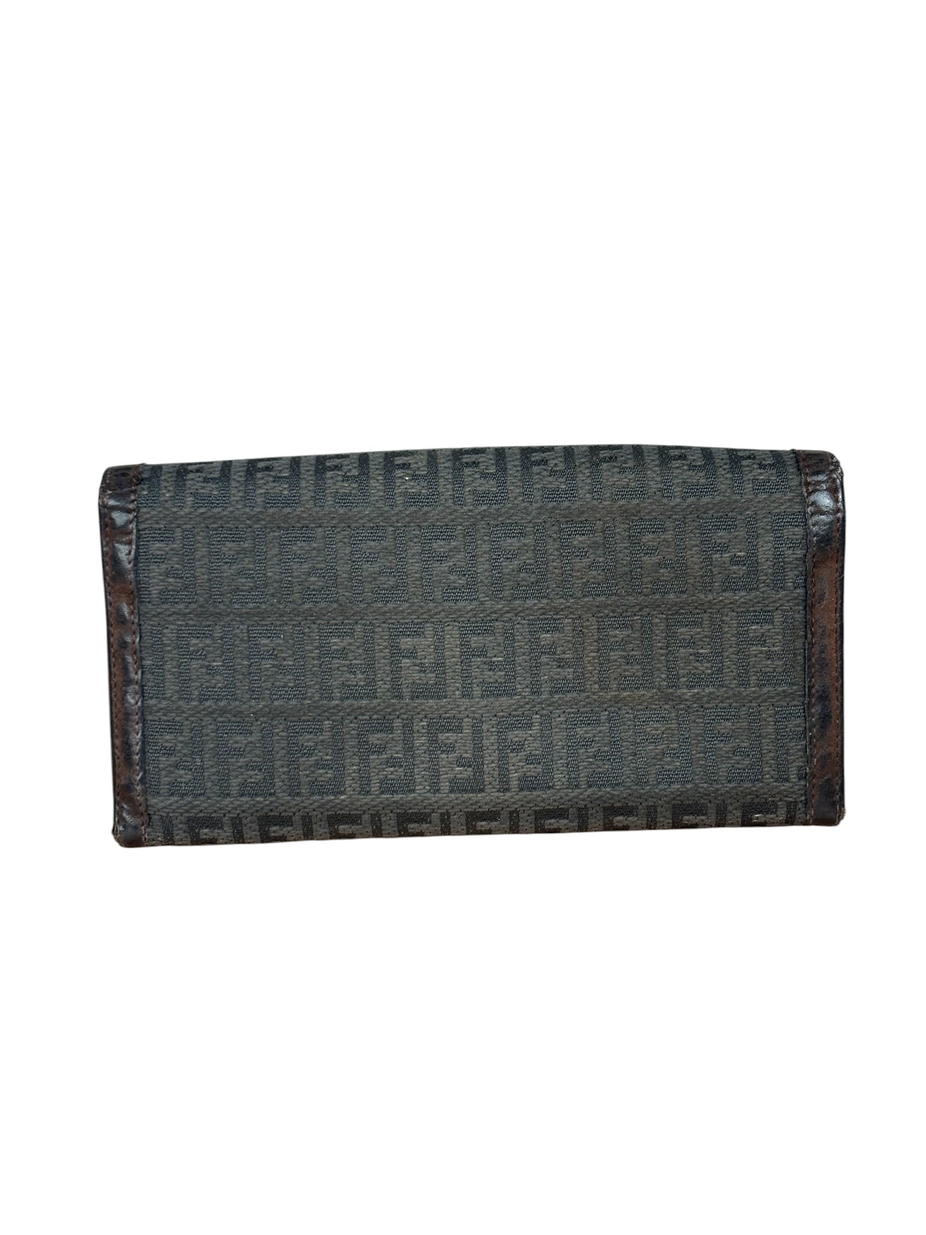 Fendi Vintage Leather Trim FF Zucca Long Wallet