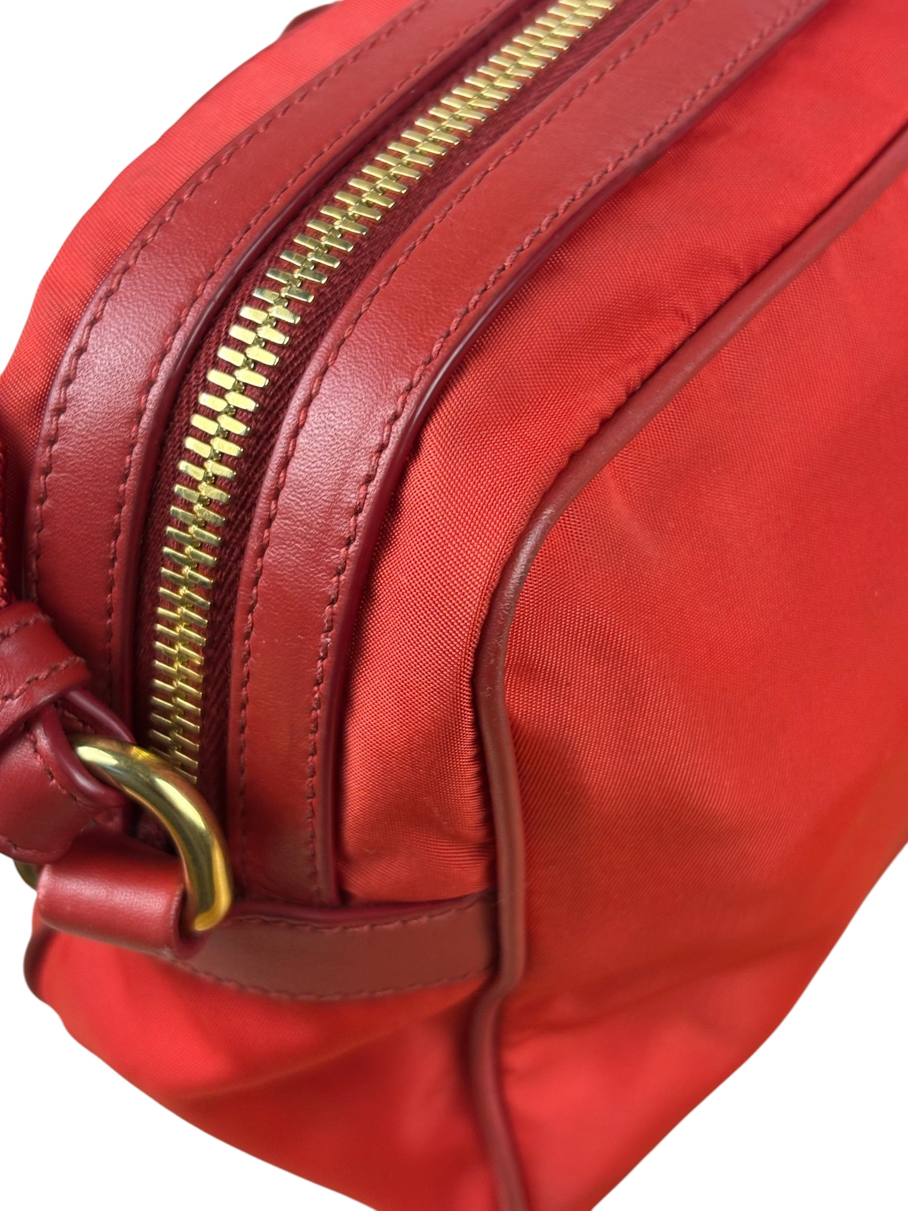 Prada Red Nylon Camera Crossbody Bag