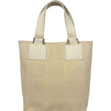 Chanel Vintage Beige Canvas Quilted Chocolate Bar Tote 2003