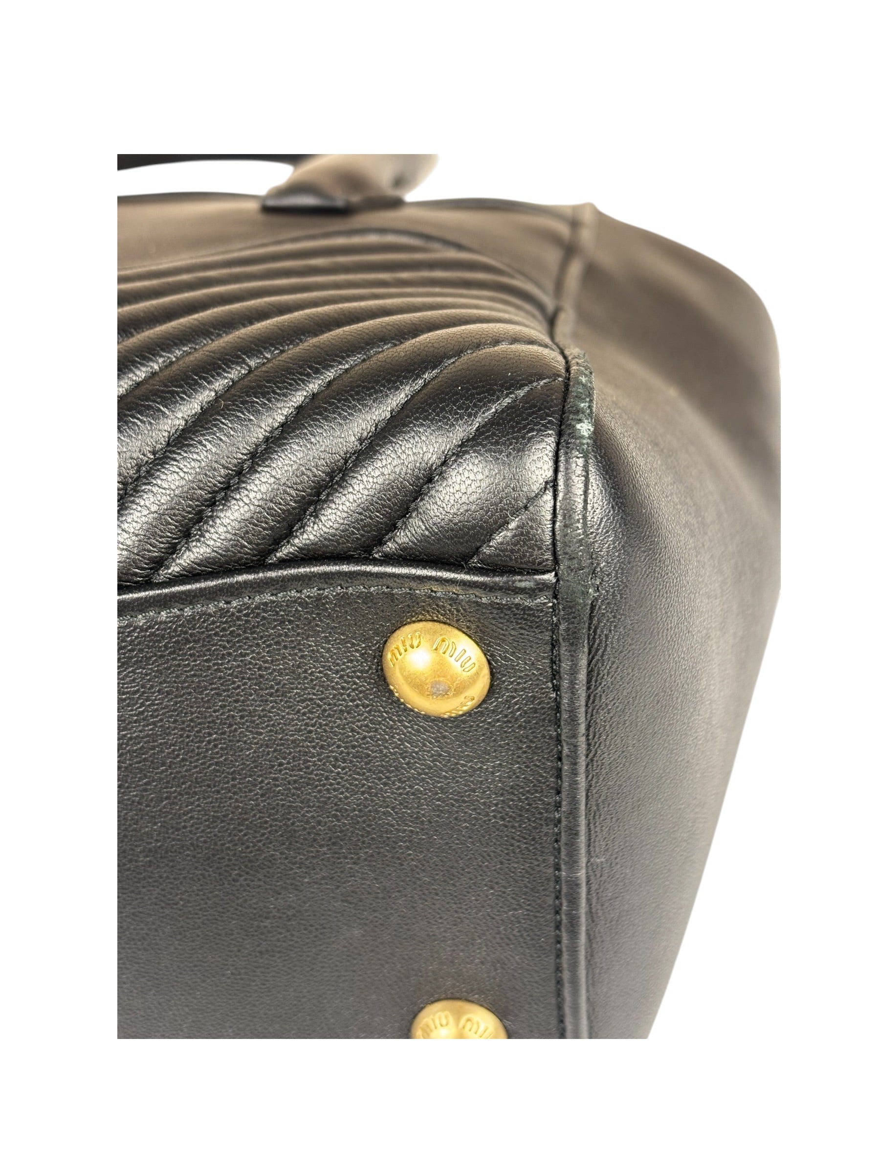 Miu Miu Black Leather Nappa Biker Tote Bag