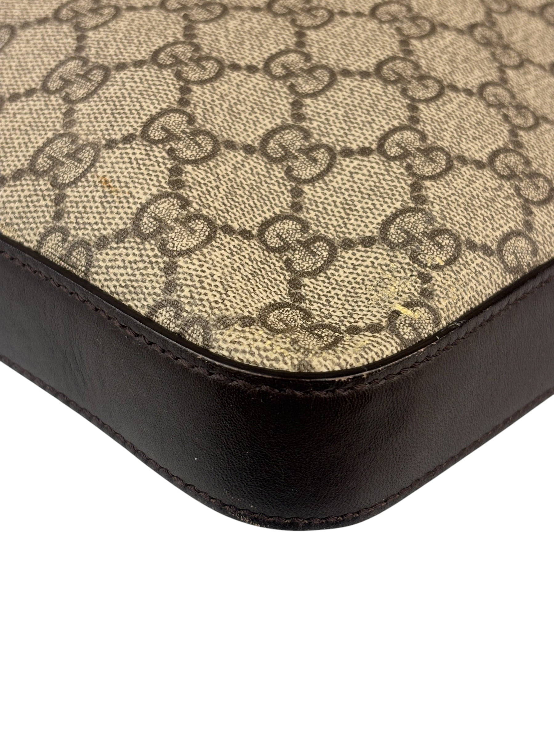 Gucci Brown Leather Trim GG Supreme Messenger Bag